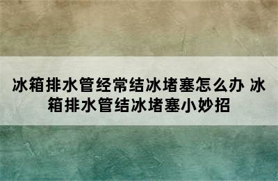 冰箱排水管经常结冰堵塞怎么办 冰箱排水管结冰堵塞小妙招